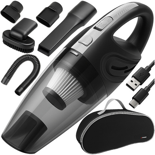 Aspirator auto fara fir, reincarcabil USB, 50W, filtru HEPA reutilizabil, fara sac, baterie 2600 mAh - imagine 17
